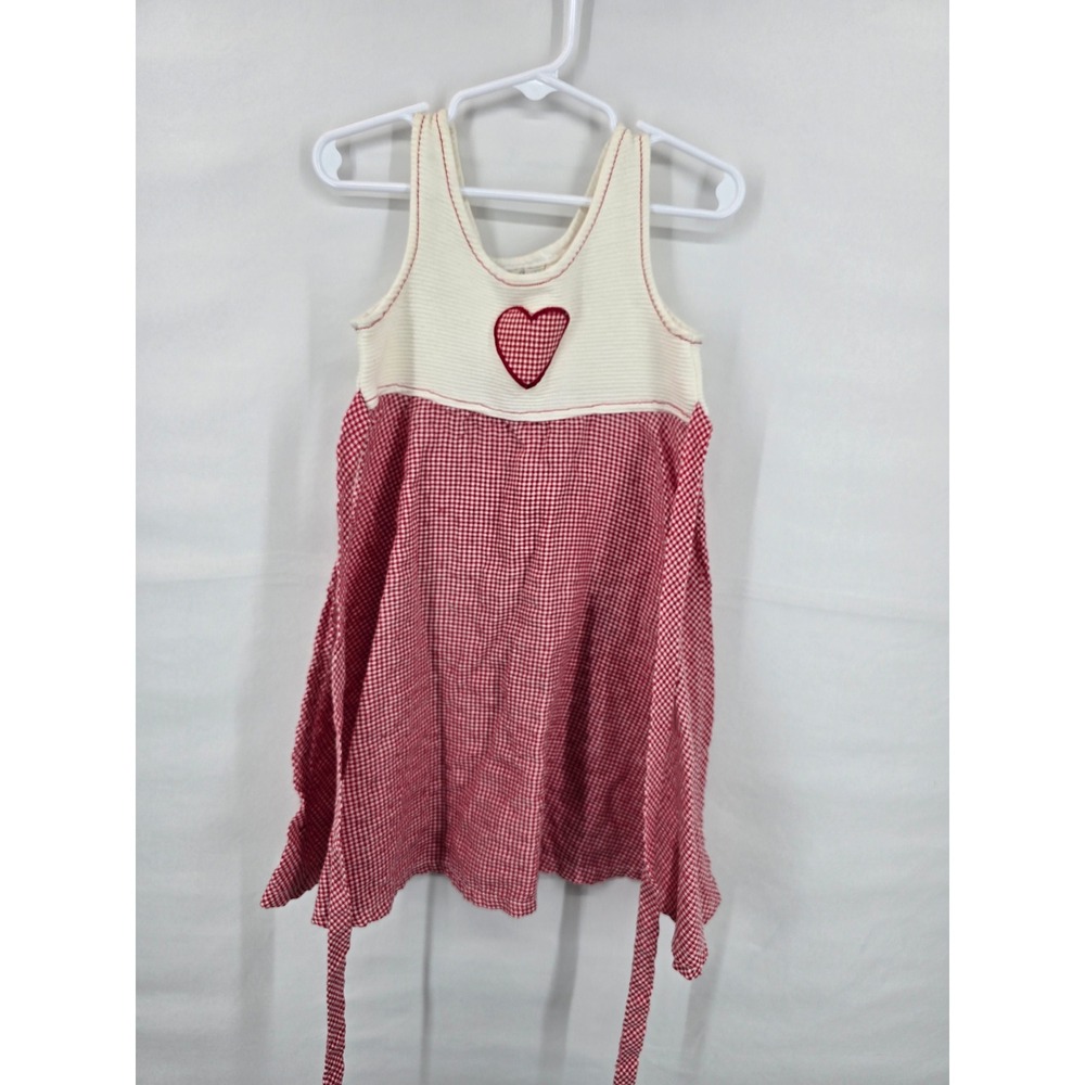 Rare Editions Girls Red Gingham Heart Dress Size 4 Sleeveless Picnic Summer